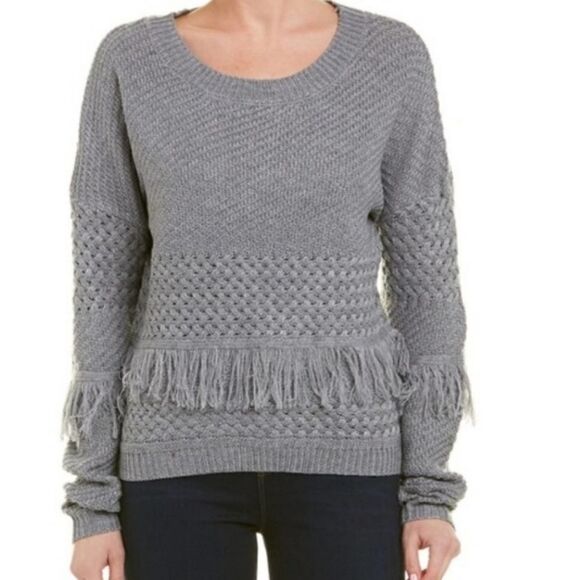 BB Dakota Grey Fringe Sweater Size M - Picture 1 of 6